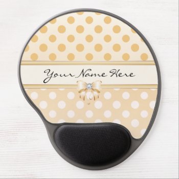 Pink  Orange & Cream Polka Dots With Diamond Bow Gel Mouse Pad by suchicandi at Zazzle