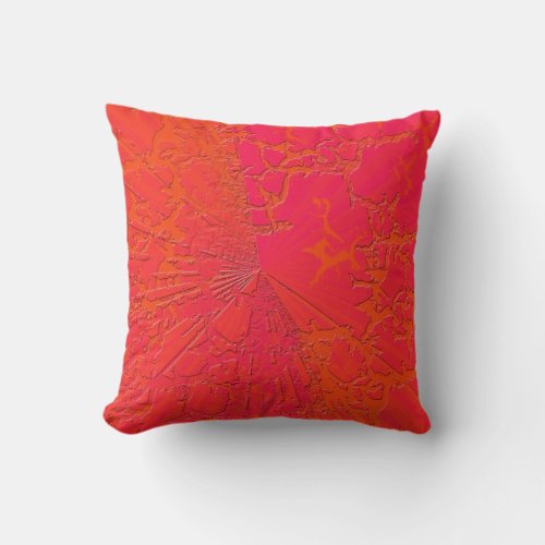 Pink Orange Croquelure Design Throw Pillow