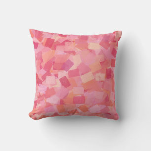 Pink Orange Cubism Abstract Pattern Throw Pillow