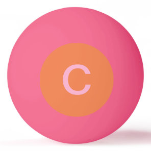 Pink Orange Custom Color Monogram Initial Modern Ping Pong Ball