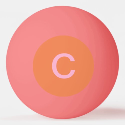 Pink Orange Custom Color Monogram Initial Modern Ping Pong Ball