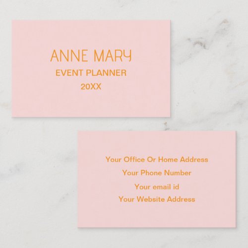 Pink Orange Custom Color Wedding Professional Business Card