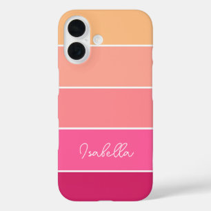 pink orange Custom Summer Color Block Stripes iPhone 16 Case