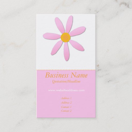 Customizable Pink &amp; Orange Daisy Flower Business Cards
