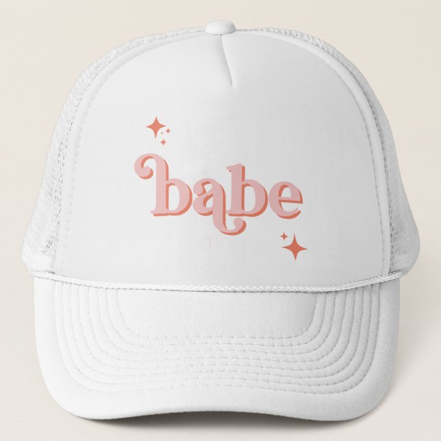 PINK ORANGE Disco Babe Bridal Party hen DO Shirt Trucker Hat (Front)