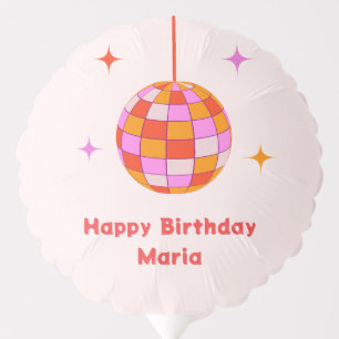 Pink Orange Disco Ball Custom Birthday Party Balloon