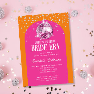 Pink Orange Disco Bride Era Bridal Shower Invitation