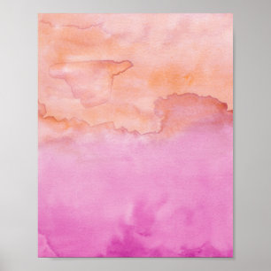 Pink Orange Duo Watercolor Abstract Painting Art Poster