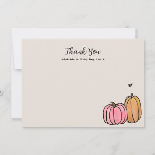 Pink Orange Fall Pumpkin Thank You Note