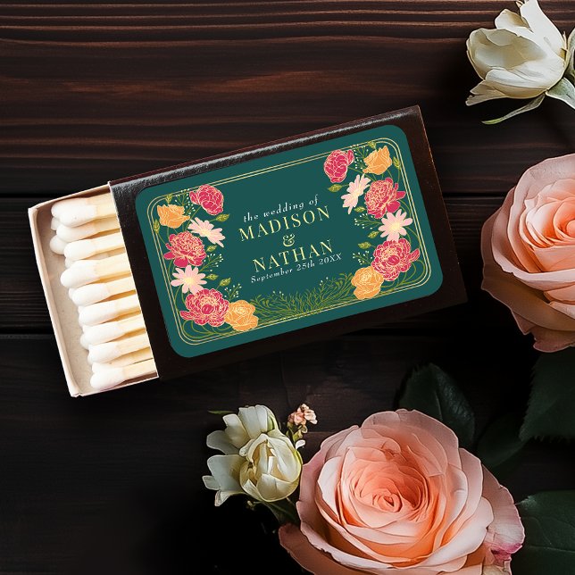 Pink & Orange Fantasy Enchanted Garden Wedding  Matchboxes (Creator Uploaded)