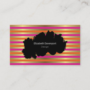 Pink, Orange & Faux Gold Metallic Professional Business Card