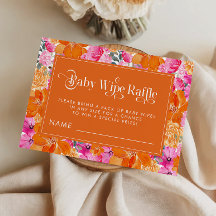Pink Orange Floral Baby Wipe Raffle Card