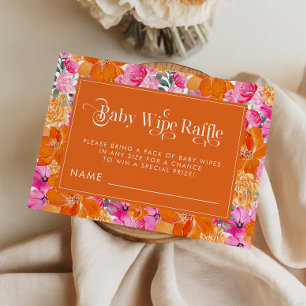 Pink Orange Floral Baby Wipe Raffle Card