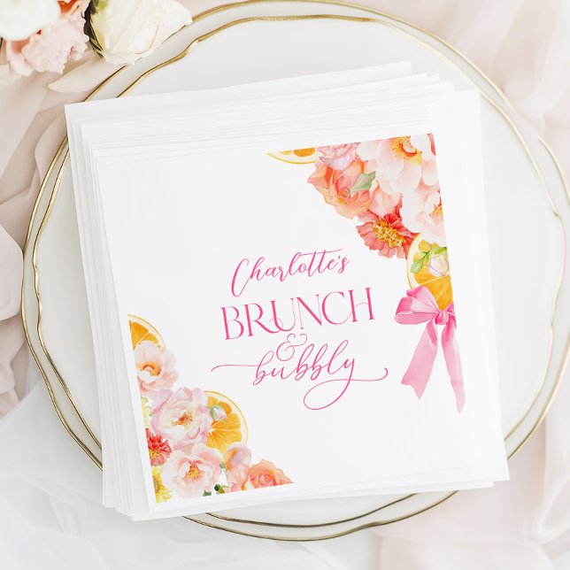 Pink & Orange Floral Bridal Shower Napkins (Creator Uploaded)