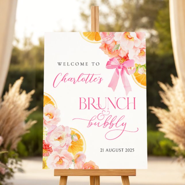 Pink & Orange Floral Bridal Shower Welcome Sign (Creator Uploaded)