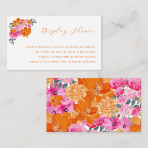 Pink & Orange Floral Display Shower Bridal Shower Enclosure Card