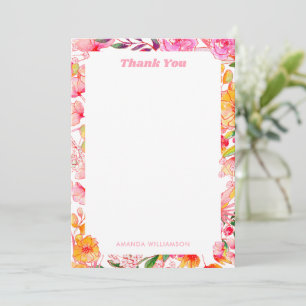 Pink Orange Floral Graduation Grad 2026 Aesthetic Thank You Card
