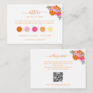 Pink & Orange Floral Guest Dress Attire QR Code Enclosure Card