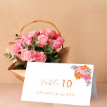 Pink & Orange Floral Guest Name Wedding Place Card<br><div class="desc">Help your guests to find their wedding table with these stylish place cards,  featuring bright & bold pink orange floral and editable details. Easily customize it by clicking on the "personalize" option.</div>