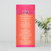 Pink Orange Floral, Hearts Wedding Program 2 (Standing Front)
