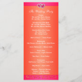 Pink Orange Floral, Hearts Wedding Program 2 (Back)