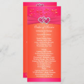 Pink Orange Floral, Hearts Wedding Program 2 (Front/Back)