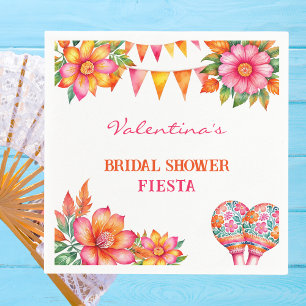 Pink Orange Floral Mexican Fiesta Bridal Shower Napkins