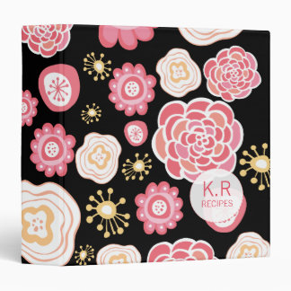 Pink  Orange Floral Pattern Designer Recipe Binder