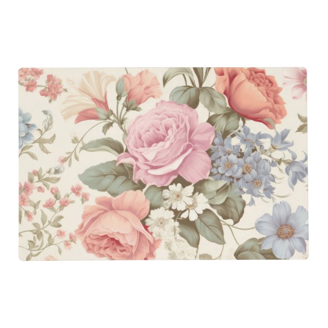 Pink Orange Floral Placemat (Front)
