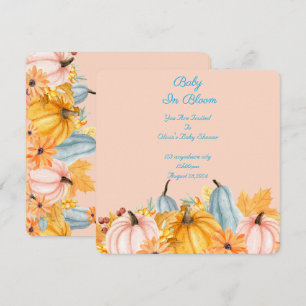 Pink Orange floral pumpkins baby shower  Save The Date