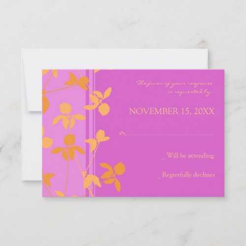 Pink Orange Floral RSVP Wedding Card