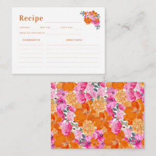 Pink Orange Floral Share the Recipe Bridal Shower Enclosure Card