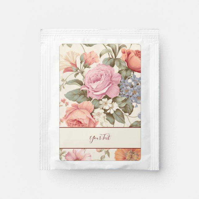 Pink Orange Floral Tea Bag Drink Mix (Front)