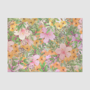 Pink Orange Floral Tissue Paper