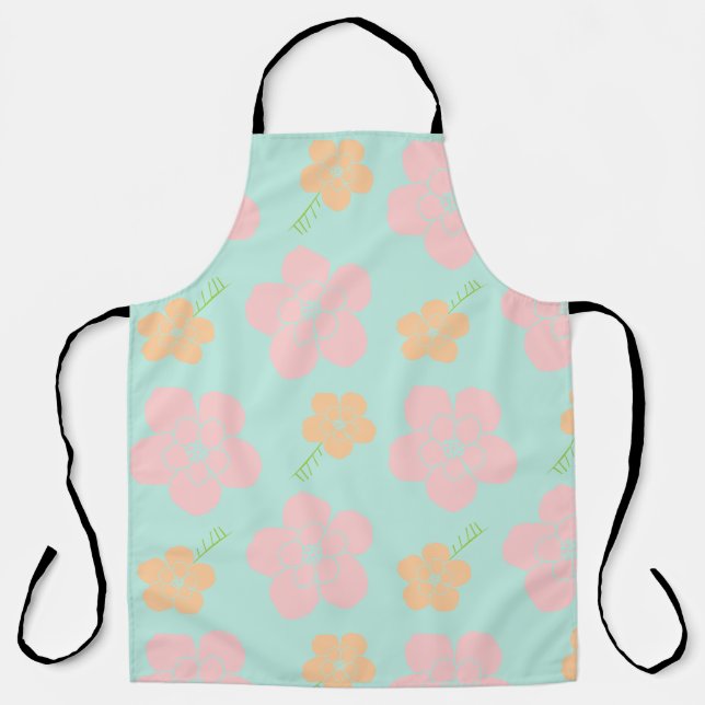 Pink orange flower apron (Front)