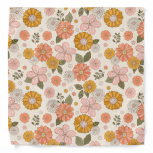Pink & Orange Flower Garden Pattern Bandana