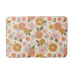 Pink &amp; Orange Flower Garden Pattern Bath Mat