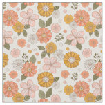 Pink &amp; Orange Flower Garden Pattern Fabric