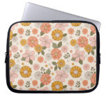 Pink &amp; Orange Flower Garden Pattern Laptop Sleeve