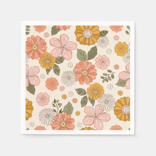Pink & Orange Flower Garden Pattern Napkins
