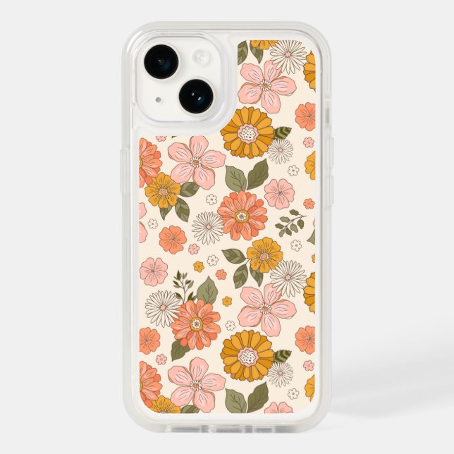Pink & Orange Flower Garden Pattern Otterbox iPhone Case (Back)
