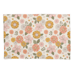 Pink & Orange Flower Garden Pattern Pillow Case