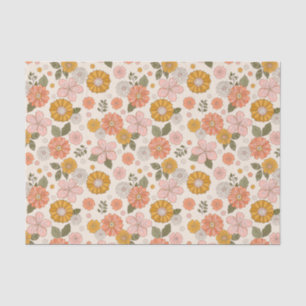 Pink & Orange Flower Garden Pattern Tissue Paper