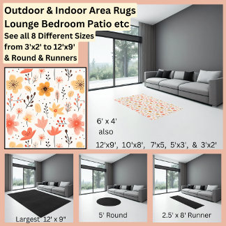 Pink Orange Flowers Floral  Area Rug