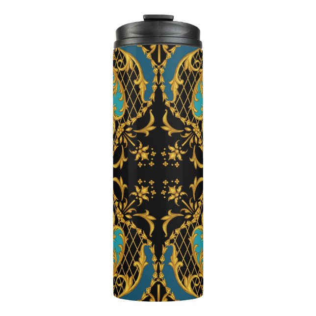 Pink Orange Flowers: Square Composition Thermal Tumbler (Front)