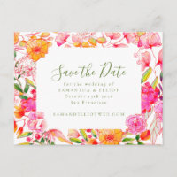 Pink Orange Flowers Wedding Budget Save the Date