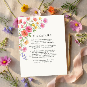 Pink Orange Flowers Wedding Details Enclosure Card