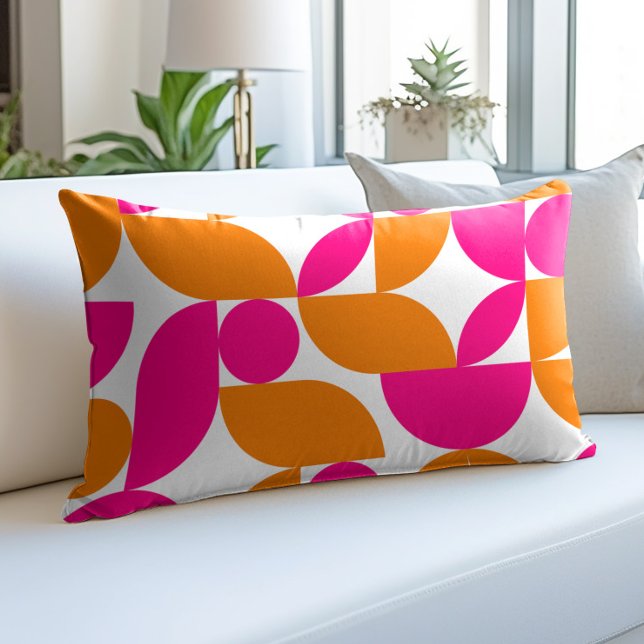 Pink Orange Geometric Mid Century Pattern Accent Pillow (Creator Uploaded)