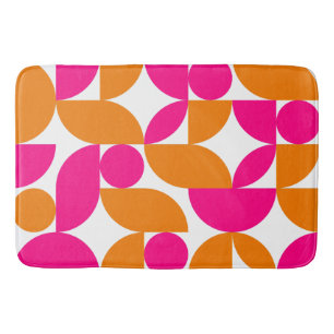 Pink Orange Geometric Mid Century Pattern Bath Mat