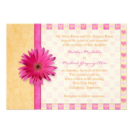 Orange Gerber Daisy Wedding Invitations 2